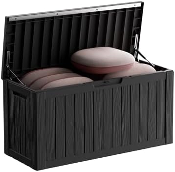 90 Gallon Waterproof Resin Deck Box, UV Resistant Outdoor Storage for Garden, Patio, Porch, Delivery（Black，80 Gallon） by KFY