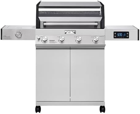 Monument Grills Denali Series, 4+1 Liquid Propane Gas Smart BBQ Grill, 4 Burners & 1 Side Burner, Denali 405 Stainless Steel with Smart technology, Knob Controls, Outdoor Use by MonumentGrills