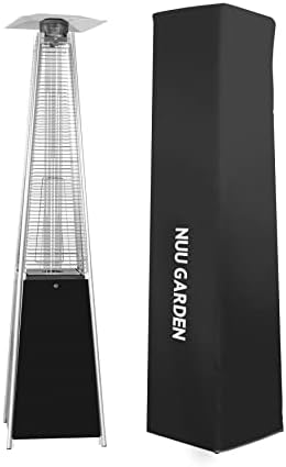Nuu Garden 48,000 BTU Pyramid Outdoor Propane Patio Heater with Oxford Cover, Hammered Bronze Tower Heater for Garden, Terrace, Black by NUUGARDENCORPORATION