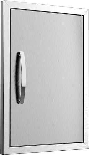 Outdoor Kitchen Doors 17W x 24H Inch Single BBQ Access Door, 304 Stainless Steel for Outdoor Kitchen Cabinet Grill Station or BBQ Island by KODOM