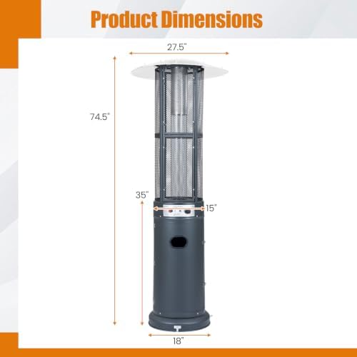 Tangkula Propane Patio Heater with Wheels, Easy Ignition, 34,000 BTU - Image 7