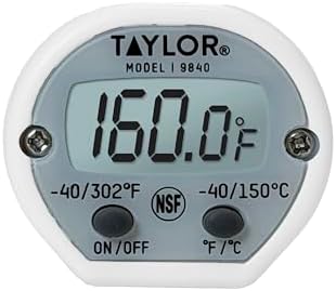 Taylor Instant Read Digital Meat Thermometer for Grill, BBQ & Kitchen, NSF Approved, Fast Internal Temperature Readings, F/C Switchable Display, Battery Included, Pocket Sleeve Clip, White - Image 4