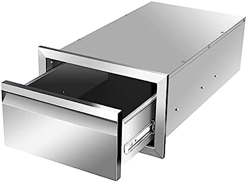 Flush Mount Stainless Steel Double Drawers with Recessed Handles for Outdoor Kitchens Or BBQ Island,-14W X 8.5H X 23D Inch - Image 2