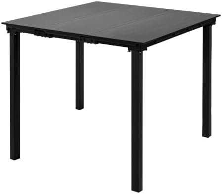 35.4" Square HDPE Wood Grain Patio Dining Table, Heavy Duty Galvanized Metal Frame, 300 LBS Weather Resistant Rustproof Outdoor Table for Backyard Garden Deck Porch, Black Woodgrain by OutdoorOasisFurniture
