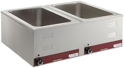 Kratos Commercial Electric Countertop Dual Well Food Warmer, Portable Steam Table Food Warmer, Holds Two 12" x 20" Food Pans, NSF Certified by Kratos