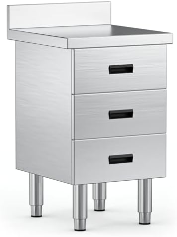 Stainless Steel Kitchen Drawer Cabinet,19.69 x 21.87 x 35.43 in Outdoor Kitchen Storage Cabinet with 3 Deep Drawers Freestanding Commercial Kitchen Cabinet for BBQ Island Indoor Outdoor by Unknown