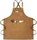 OUNLEN Chef Apron for Men Women Canvas Aprons with 3 Pockets Cross Back Resistant Work Apron for Cooking by OUNLENAPRON