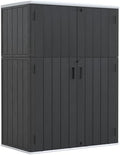 ZZM 57 Cu.ft Outdoor Storage Shed with Floor HDPE Double-Wall Resin Sheds Outdoor Storage, Lockable Weatherproof Storage Cabinet Fit for Garden Tools, Garage can, Bike, Patio Furniture, Black by ZZM