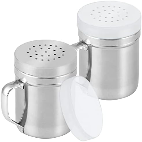 CUSINIUM Metal Salt Pepper Cooking Dredge Shakers - With Handle - Seasonings Spice Shakers With Holes and Lids - 6 Ounce, 2pcs | Style: Medium by CUSINIUMKitchenware