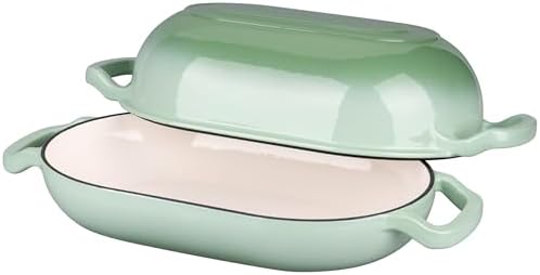 VORRINGARD Enameled Cast Iron Sourdough Bread Oven, Dutch Oven, Loaf Cast Iron Bread Pan for Homemade Bread Baking, Meatloaf Pan with Lid, 7QT, Green - Image 5