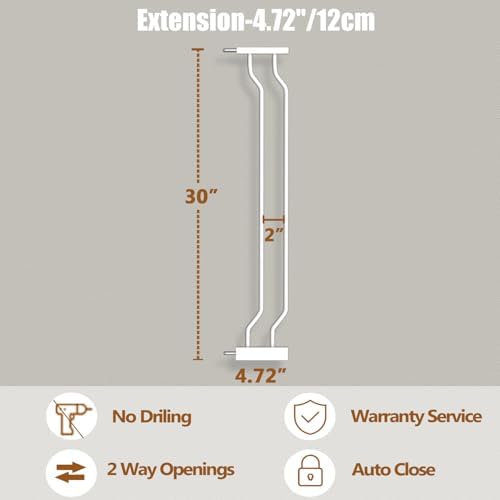 Fairy Baby 4.72in Extensions for Walk Through Baby Gate Auto Close White - Image 2