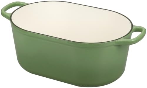 EDGING CASTING Enameled Cast Iron Oval Dutch Oven, 6QT, Pistachio Green - Image 5
