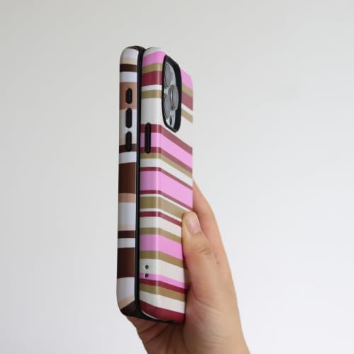 for iPhone 15 Pro Case, Magnetic Matte Frosted Dual-Layer Striped Phone Case for Women, Retro Aesthetic Cover Compatible with Mag Safe Accessories - Pastel Dream - Image 4