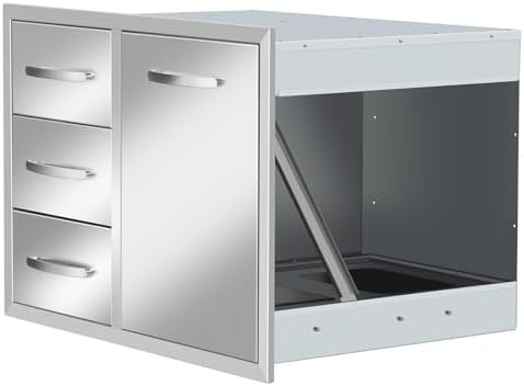 Outdoor Kitchen Drawer Combo BBQ Access Triple Drawers and Trash Drawer for BBQ Island Grill Station 28" W x 20.1" H x 19.7" D with Handles by YourFriends