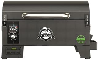 Pit Boss 150 Battery Powered Wood Pellet Grill & Smoker with Flame Broiler 256-Sq. In. Cooking Space, 180°F to 500°F Temperature Range, 7 lb. Pellet Hopper, for Tailgating, Camping, or Travel, Black by PitBoss%C2%AEGrills