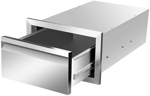 Outdoor Kitchen Drawers 14" W x 8.5" H x 23" D Inch Stainless Steel Flush Mount BBQ Single Drawers for Outdoor Kitchen Island, or Patio Grill Station by KODOM