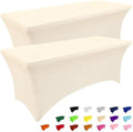 Smiry 2 Pack Spandex Table Cloth 4FT, Elastic Fitted Beige Tablecloth by Smiry