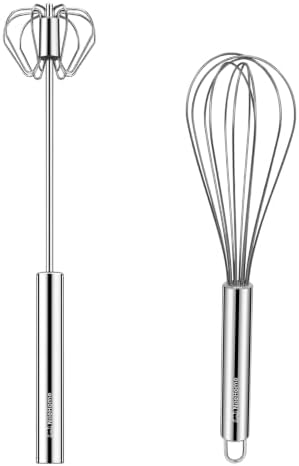 NileHome Stainless Steel Whisk Set 8" + 10" Semi-Automatic Rotary by NileHome
