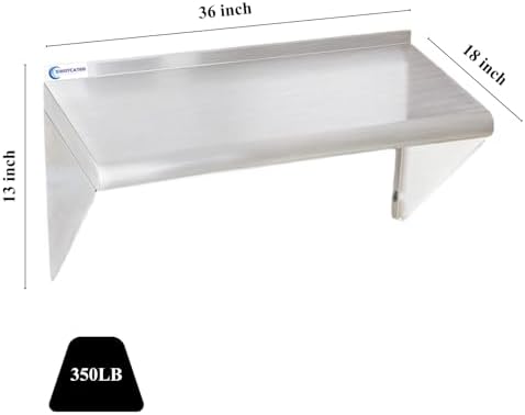 Stainless Steel Shelf 2 Pack 18"x36", Wall Mounted Metal Shelves - Image 3