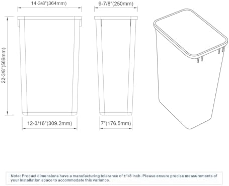 Dowell 50Qt Waste Trash Container, 13Gal, Plastic, Stackable, for Kitchen/Bathroom/Office, Tall Trash Can 22-3/8"H (Grey 4000 50 04-2 Pack) - Image 7