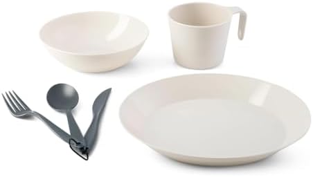 GSI Outdoors Cascadian Table Set I 6-Piece Camping, Backpacking Mess Kit, Plastic BPA Free, Plate, Bowl, Mug, Cup & Cutlery Set by GSIOutdoors