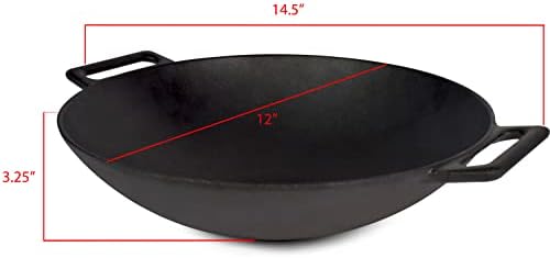 Jim Beam 12" Pre-Seasoned Cast Iron Wok, Griddle & Stir Fry Pan, Heavy Duty - Image 4