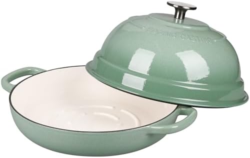 EDGING CASTING Enameled Cast Iron Dutch Oven Pot with Lid, Round Bread Oven for Homemade Sourdough Bread Baking, 6 Quart, Sage Green - Image 4
