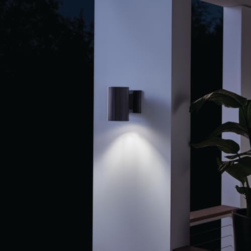 Kichler Cylinders 7" Outdoor Wall Sconce in a Black, 1-Light Exterior Wall Light, Cylinder Fixture, (7" H x 5" W), 9234BK (Pack of 2) - Image 6