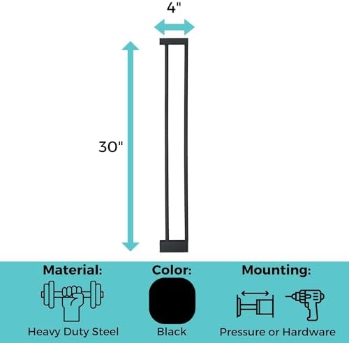 Toddleroo StepSafe Auto-Close Baby Gate 2-Bar Extension; 4" Wide, Black - Image 6