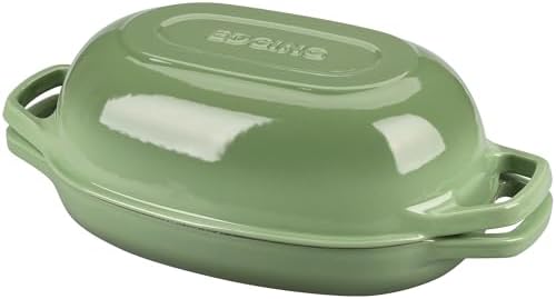 EDGING CASTING Enameled Cast Iron Oval Dutch Oven Pot with Lid, Dutch Oven for Sourdough Bread Baking, Bread Oven, Bread Dutch Oven, Oval Bread Pan, 5qt, Pistachio Green - Image 7