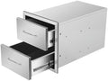 Outdoor Kitchen Drawers 14" W x 15" H x 23" D Stainless Steel Double Drawers with Ergonomic Handle for BBQ Island, Patio Grill Station & Outdoor Kitchen Cabinets by Unknown