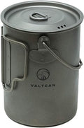 Valtcan 900ml Titanium Pot Boil Cook & Drink From One Pot, 134g Ultralight, Thicker Gauge Grade 1 Ti, Aligned Bail Handle, Lid with Steam Holes, Campfire & Stove, Mesh Bag by Valtcan