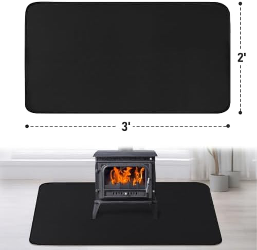 Fireproof Fireplace Rug for Home Protection, 3' x 2' x 0.04'', Black - Image 2