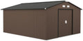 Outsunny 11' x 13' Outdoor Storage Shed, Garden Tool Metal Shed, Brown by Outsunny