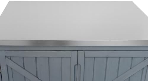 42.1" Outdoor Kitchen Island with Side Shelf and Stainless Top, Grey Blue - Image 7