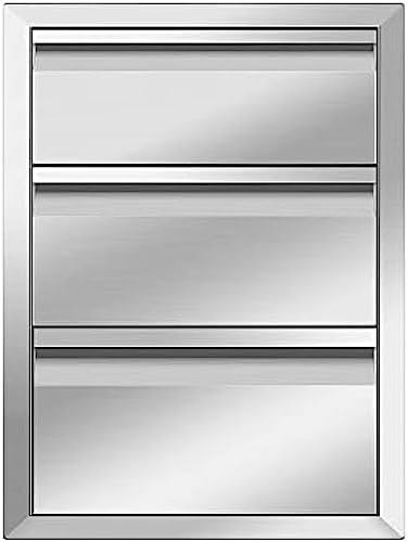 Outdoor Kitchen Drawers, Triple BBQ Drawers Stainless Steel Built-in Drawer For Outdoor Kitchen Island, Patio Grill Station,Three Drawers - Image 3