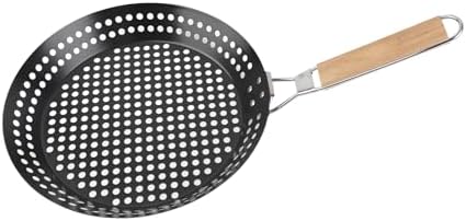 Mingzhe Non Stick Grill Skillet Pan with Wooden Handle for Outdoor Barbecue Cooking Metal 30.5cm - Image 6