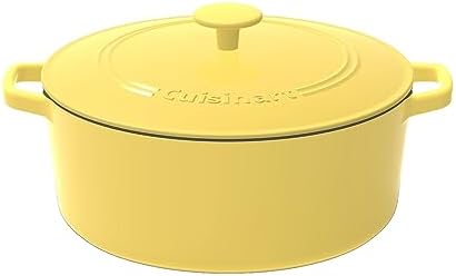 Cuisinart Chef's Classic Enameled Cast Iron Dutch Oven with Lid, Porcelain Enameled Interior, Oven Safe, Induction Compatible, 7-Quart, Round, Yellow by Cuisinart