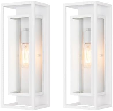 mirrea 18" Modern Outdoor Porch Wall Light, Matte White, 2 Pack by mirrea