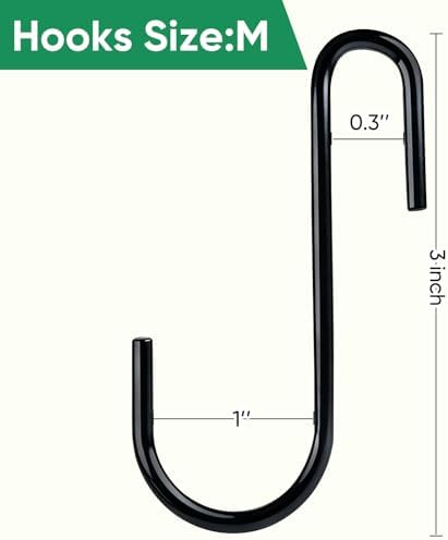 ESFUN 30 Pack 3 inch Heavy Duty S Hooks Black Pan Pot Holder Rack Hooks S Shaped Hanging Hooks Hangers for Kitchenware Spoons Pans Pots Utensils Clothes Bags Towels Plants - Image 2