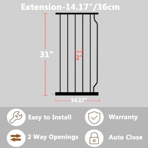 Fairy Baby Safety Gate 14.17 inch Extension for Extra Wide Baby Gates - Image 3