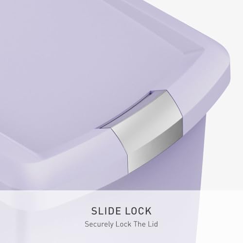 simplehuman Slim Step Can, 40L / 10.6 Gallon Space-Efficient Kitchen Trash Can, Studio Edition, Pet-Proof Slide Lock, 150,000-Step Pedal, Wheels, Lilac Plastic - Image 5