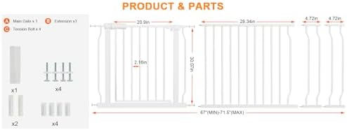 67 to 71.5 Inch Extra Wide Baby Gate for Doorway Stairs - Image 2