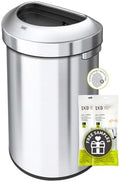 EKO Urban 21 Gallon Semi-Round Open Top Waste Bin, Stainless Steel Half Round Commercial Trash Can for Indoor and Outdoor, Extra Large Metal Garbage Bin for Home, Office, Restaurant, Restroom, 80L by Unknown