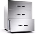 Outdoor Kitchen Drawers Stainless Steel 3-Drawer BBQ Drawer Enclosed Built-in Drawer Flush Mount For Outdoor Kitchens & BBQ Islands,16Wx23Dx21H by RIGMEC