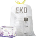 EKO 21 Gallon / 50-90 Liter, 60 Count Drawstring Trash Bags, Extra-Strong Garbage Bags, Lavender Scent with Continuous Odor Control, Easy-Dispense Roll for Kitchen and Household Use, Code G, White by Unknown