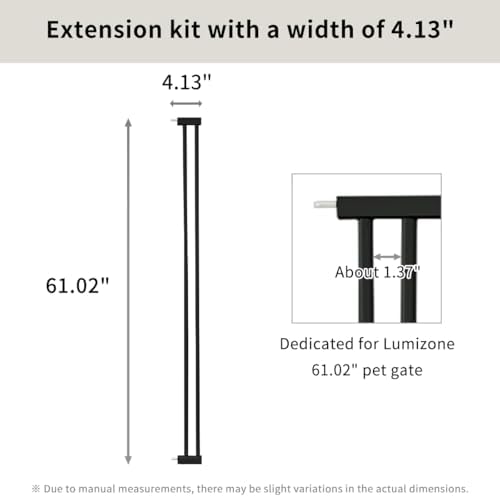 Lumizone Extra Tall Cat Gate Extension Kit 61.02" High 4.13" Wide Black - Image 3