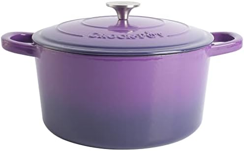 Crock-Pot Artisan 7-Quart Round Enameled Cast Iron Dutch Oven – Lavender Purple, Durable Heavy-Duty Cookware for Slow Cooking, Baking, Roasting with Lid by Crock-PotBrand