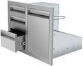 29.5" W x 22.6" H x 21.7" D Outdoor Kitchen Drawer Combo BBQ Access Triple Propane Drawers Combo with Fixed Trash Ring for BBQ Island Grill Station by YourFriends