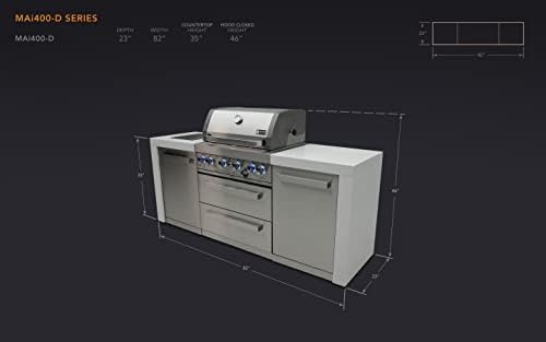 Mont Alpi 82-Inch Deluxe Stainless Steel Modular Outdoor Kitchen Island - 32" BBQ Grill | Side Burner | Flat Top Griddle | Pizza Peel Kit Included - Image 3